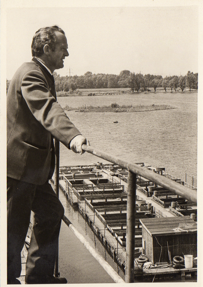 Historische Aufnahme der Fischzucht Moeller um 1960